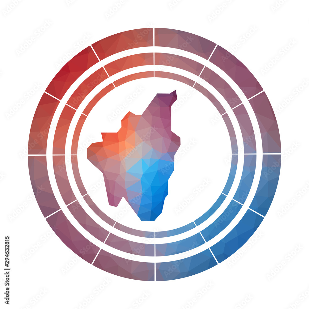 Poster lobos island badge. bright gradient logo of island in low poly style. multicolored lobos island roun