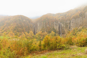Beautiful  view of Japan autumn in Obuse park ,Nagano Prefecture,Japan.