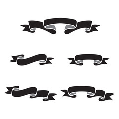 vector ribbon set element set black and white