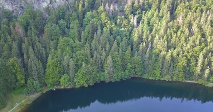 Panning up of the Feldsee Mountain Lake in the Black Forest of Southern Germany During Early Autumn