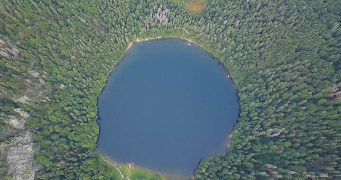 Overhead View of the Feldsee Mountain Lake in the Black Forest of Southern Germany During Early Autumn