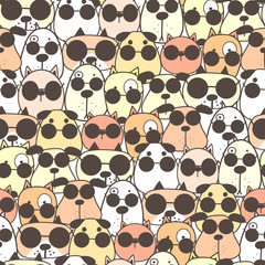 Fototapeta premium Cute dog seamless pattern background. Vector illustration.