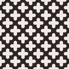 Repeating light brown plus on dark brown background. tile pattern vector, Trend modern design pattern background.