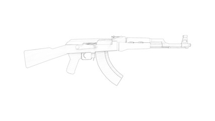 3d rendering of an automatic rifle isolated in white background