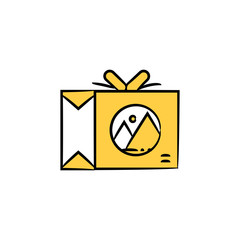 gift box yellow vector theme