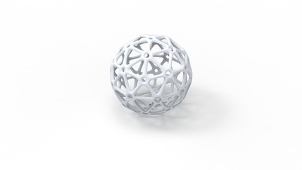 3d rendering of a complex shaped sphere ball isolated in white background