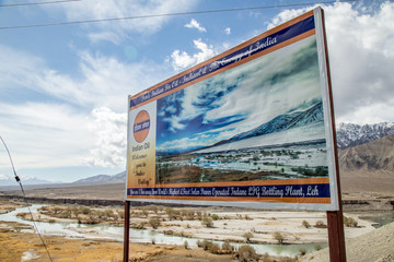 Panorama view of Indus valley,Lah, India. Indus Valley is the largest valley of Ladak. River and water flows towards Pakistan.