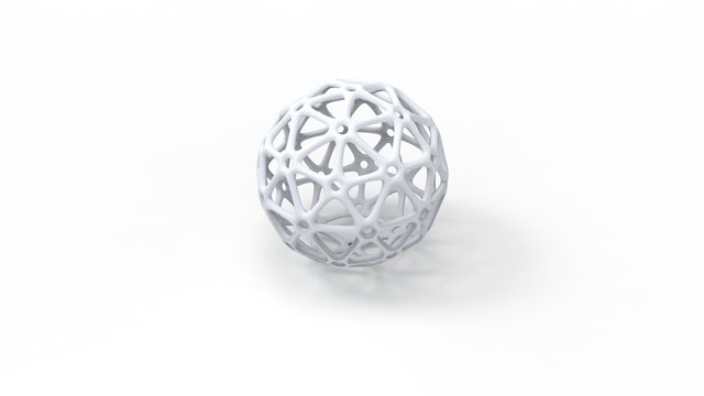 3d rendering of a complex shaped sphere ball isolated in white background