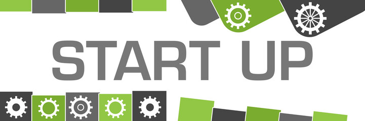 Start Up Green Grey Random Shapes Gears 