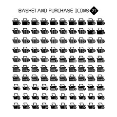 shopping basket and purchase icons set