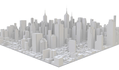 Downtown white business downtown. White modern city. 3d rendering.