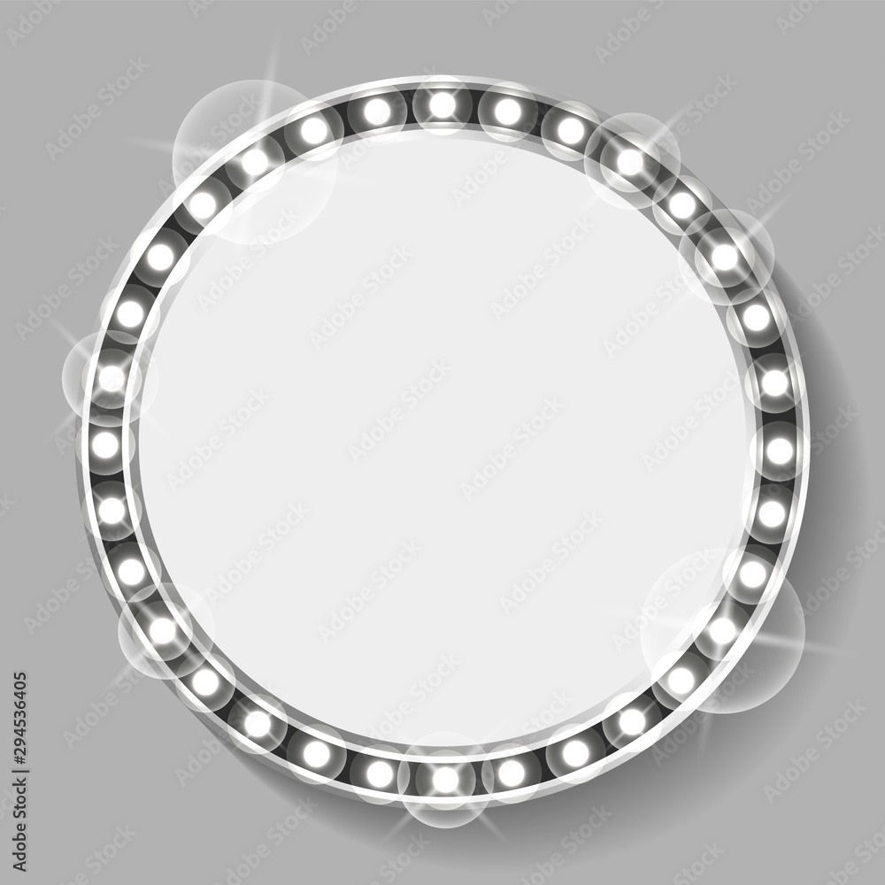 Aufkleber sparkling lightbulbs on frame with empty space vector, isolated icon with shining and glowing. circl