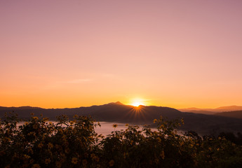 Dramatic sky sunrise at Phu Langka