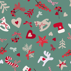 Christmas pattern of elements and toys