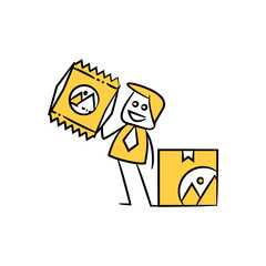 businessman yellow stick figure design