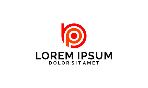 Initial letter bp or pb logo template with rounded flat icon in flat design pictogram illustration