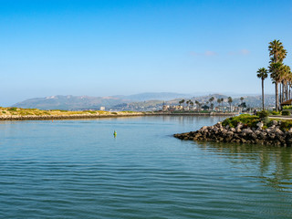 Ventura Harbor as seen from the water, California, USA