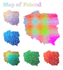 Hand-drawn map of Poland. Colorful country shape. Sketchy Poland maps collection. Vector illustration.