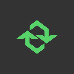 Fototapeta premium Abstract arrow with hexagon shape logo design icon vector template