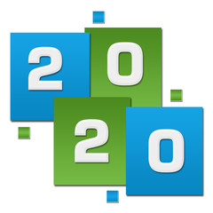 New Year 2020 Green Blue Squares Text 