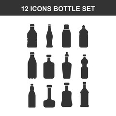Lines icon set - bottle and beverage