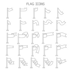flag and pennant icons set line design