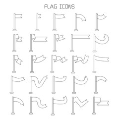 flag and pennant icons set line design