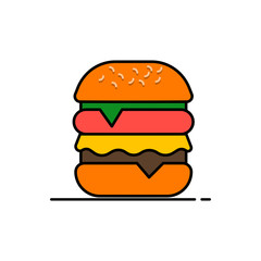 Burger icon or logo. Flat style. Isolated on white background. 