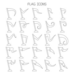 flag and pennant icons set line design