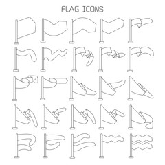 flag and pennant icons set line design