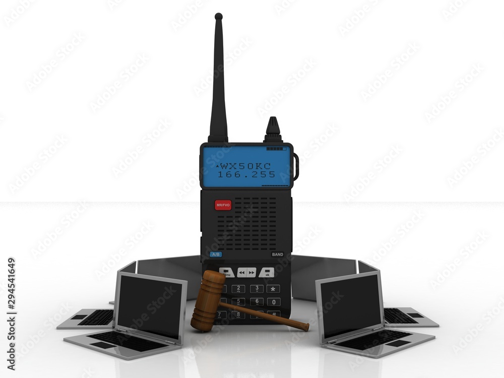 Poster 3d rendering technology computer network with latest radio transceivers