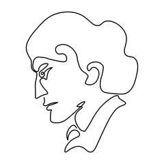 Continuous line sketch portrait of man in profile