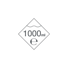 1 Liter l sign l-mark estimated volumes 1000 milliliters ml Vector symbol packaging, labels used for prepacked foods, drinks different liters and milliliters. 1 litre vol single icon isolated on white