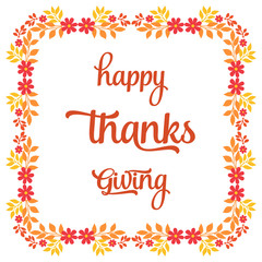 Decoration of autumn leaf flower frame, for beautiful card thanksgiving. Vector
