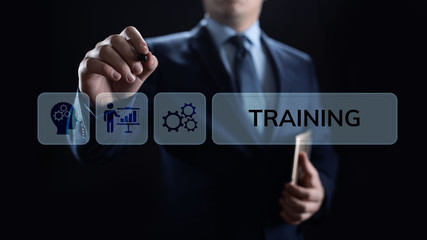 Training webinar Business development education concept on screen.