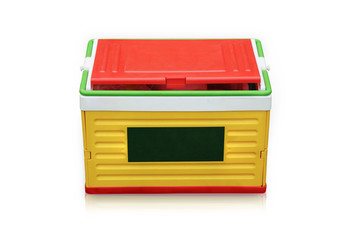 Big yellow ice bucket or cooler isolated on white background with clipping path. 