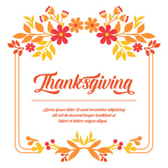 Invitation card lettering of thanksgiving, with various style of autumn leaf flower frame. Vector