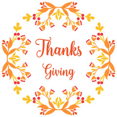 Invitation card lettering of thanksgiving, with various style of autumn leaf flower frame. Vector