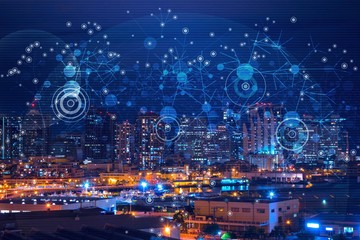 Abstract ai artificial intelligence autonomous car big data bitcoin building