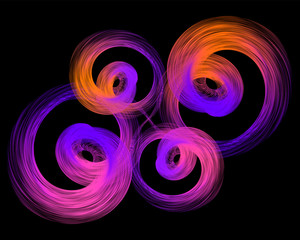Colored swirling brush strokes on a black background, abstraction, background, vector illustration, eps 10