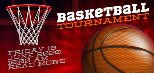 Basketball modern sports poster design banner with 3d realistic shiny ball. Basketball tournament Illustration banner logo realistic orange ball. posters design flyer set Playoff championship template