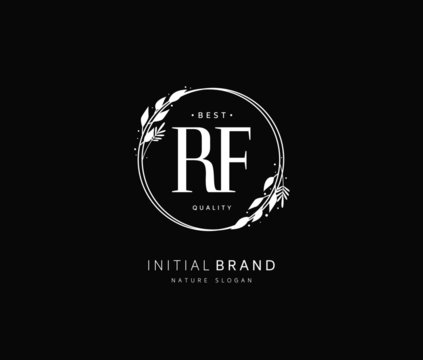R F RF Beauty vector initial logo, handwriting logo of initial signature, wedding, fashion, jewerly, boutique, floral and botanical with creative template for any company or business.