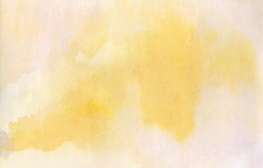 Watercolor background in yellow and white colors. Raster abstract illustration for wallpaper. Hand drawn gradient painting.