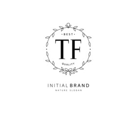 T F TF Beauty vector initial logo, handwriting logo of initial signature, wedding, fashion, jewerly, boutique, floral and botanical with creative template for any company or business.