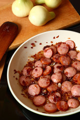 Frying Sliced Sausage