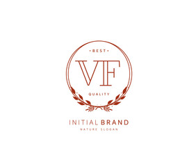 V F VF Beauty vector initial logo, handwriting logo of initial signature, wedding, fashion, jewerly, boutique, floral and botanical with creative template for any company or business.