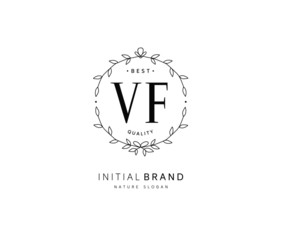 V F VF Beauty vector initial logo, handwriting logo of initial signature, wedding, fashion, jewerly, boutique, floral and botanical with creative template for any company or business.