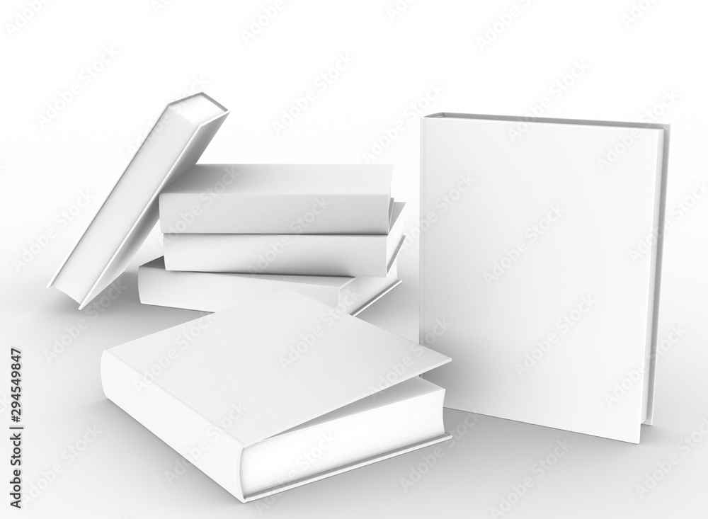 Poster template empty book mockup set white background , 3d rendering