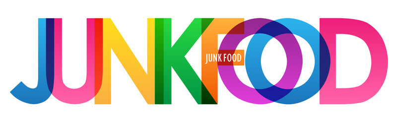 JUNK FOOD colorful rainbow typography banner