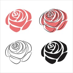 Rose flower simple vector illustration.